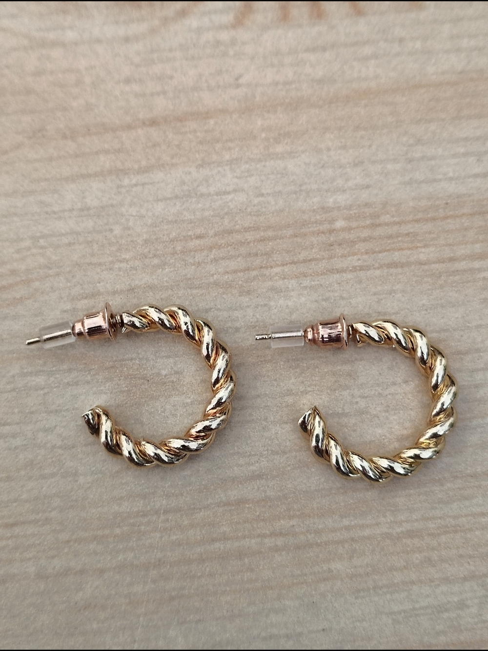Gold Twisted Rope Hoop Earrings - Picture 3 of 3